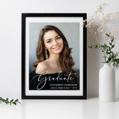 Poster Graduation Elégant blanc Script photo superpositio