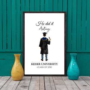 Poster Graduation Guy personnalisée, Graduation pour garç