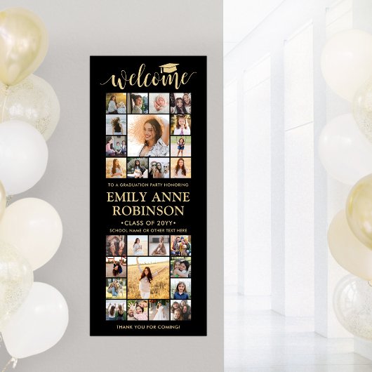 Poster Graduation imprimable Accueil Collage Noir & Or