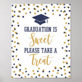 Poster Graduation is Sweet Please Take a Treat Navy Sign (Devant)