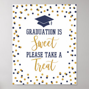 Poster Graduation is Sweet Please Take a Treat Navy Sign