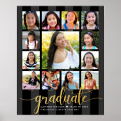 Poster Graduation K-12 Photo Collage Gold Black Script (Devant)