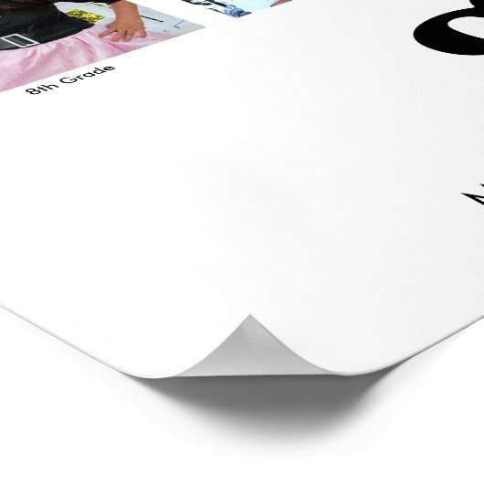 Poster Graduation K-12 Photo Collage moderne noir blanc (Coin)