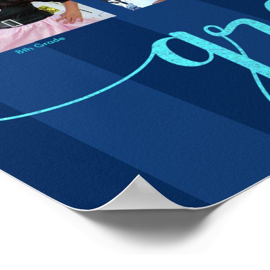 Poster Graduation K-12 Photo Collage Navy Blue Script (Coin)