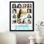 Poster Graduation K-12 Photo Collage Turquoise Script