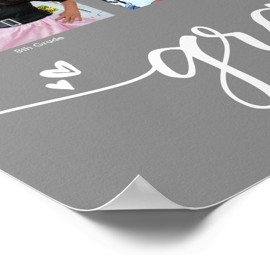 Poster Graduation K-12 Script moderne Photo Collage Gris (Coin)