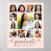 Poster Graduation K-12 Script Photo Collage sur Blush Pin (Devant)