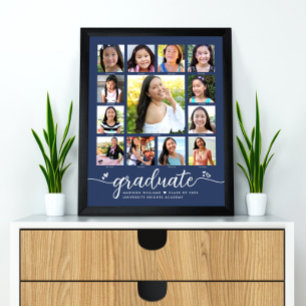 Poster Graduation Marine K-12 Modern Script Photo Collage