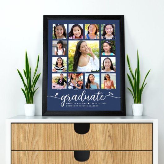 Poster Graduation Marine K-12 Modern Script Photo Collage