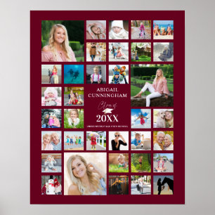 Poster Graduation Maroon Bourgogne 35 Photo Collage