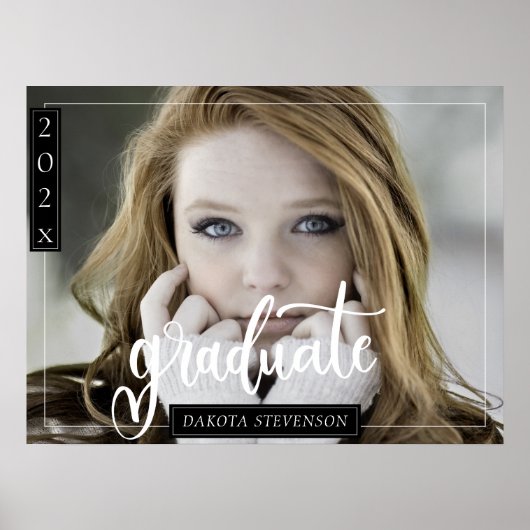 Poster Graduation minimale en noir et blanc (Devant)