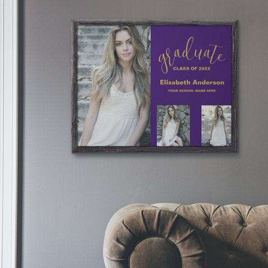 Poster Graduation minimaliste de 3 photos