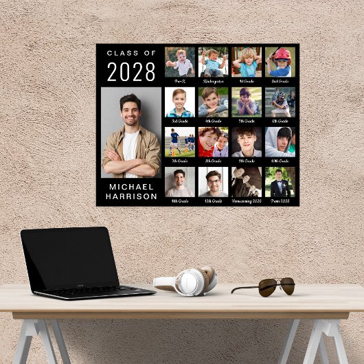 Poster Graduation moderne 17 Photo Collage noir