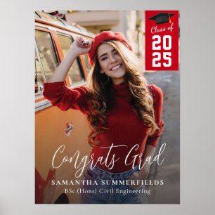 Poster Graduation Moderne 2025 Script photo Grad Party