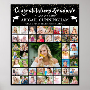 Poster Graduation moderne 45 Photo Collage Confetti Perso