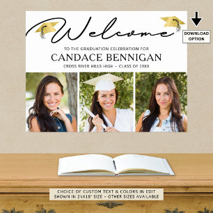 Poster Graduation moderne Bienvenue 3 Photos Script simpl