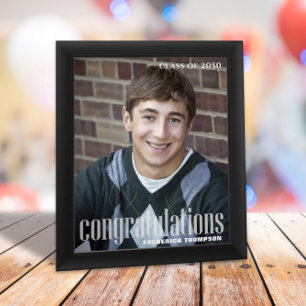 Poster Graduation Moderne Deux Photo Script Minimaliste