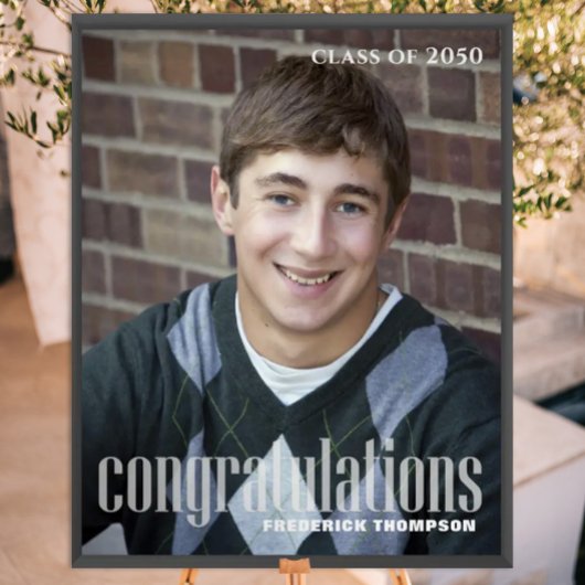 Poster Graduation Moderne Deux Photo Script Minimaliste