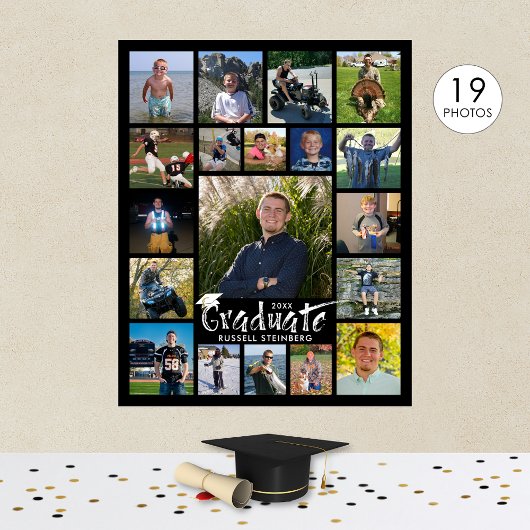 Poster Graduation Party 19 Photo Display Brush Typographi