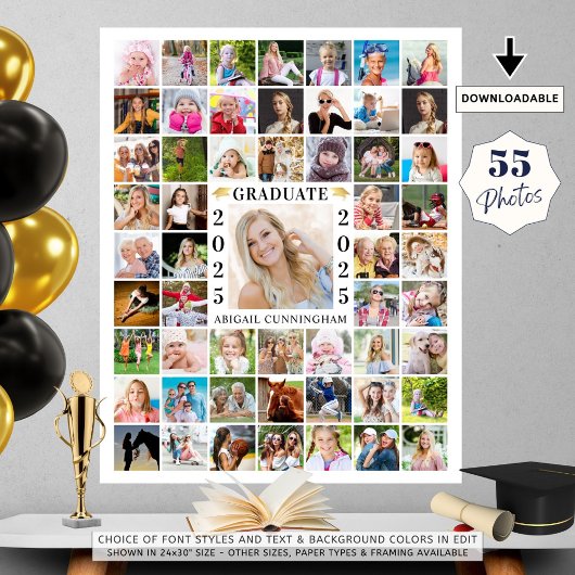 Poster Graduation Party 55 Photo Collage Couleur personna