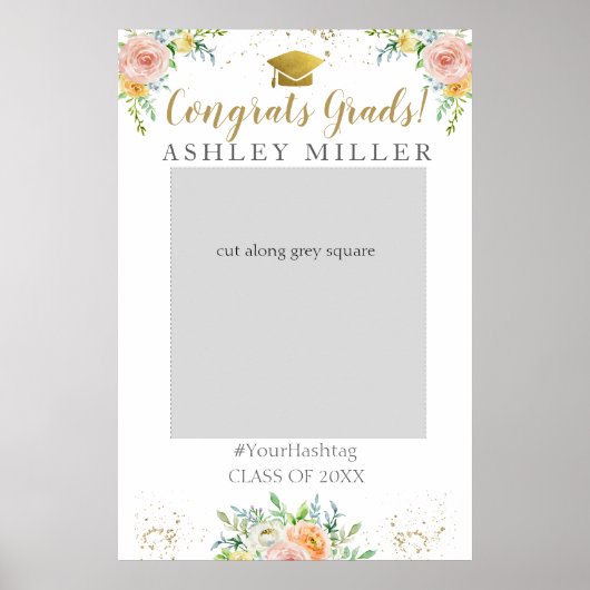 Poster Graduation Party florale Photo Booth Frame (Devant)