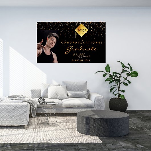 Poster Graduation party noir or photo 2025