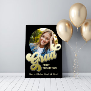 Poster Graduation Party Retro Gold Photo personnalisée