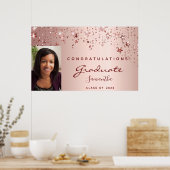 Poster Graduation party rose or blush étoiles photo 2025 (Cuisine)