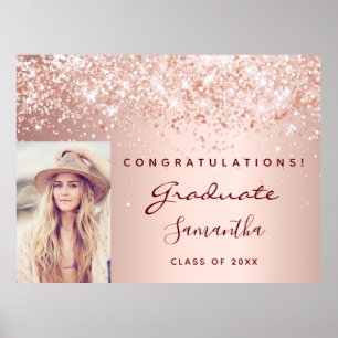 Poster Graduation party rose or parties scintillant pouss