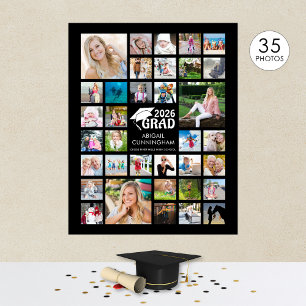 Poster Graduation Photo Collage GRAD Noir commémoratif