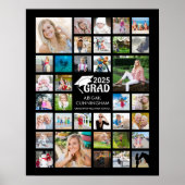 Poster Graduation Photo Collage GRAD Noir commémoratif (Devant)