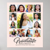 Poster Graduation rose pâle K-12 Collage de photos Script (Devant)