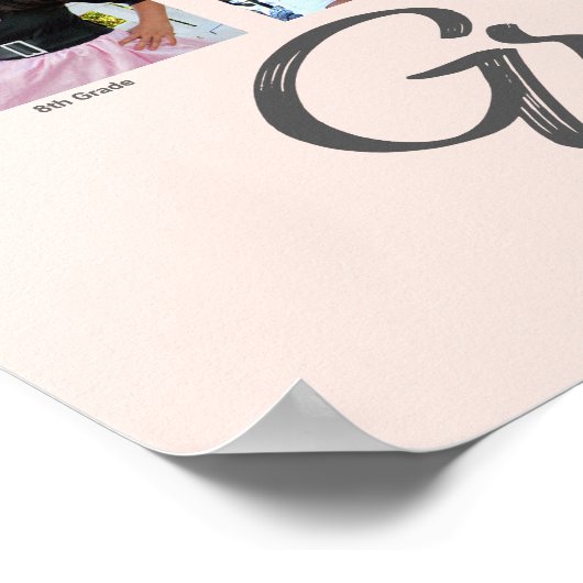 Poster Graduation rose pâle K-12 Collage de photos Script (Coin)