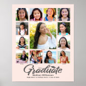 Poster Graduation rose pâle K-12 Collage de photos Script (Devant)