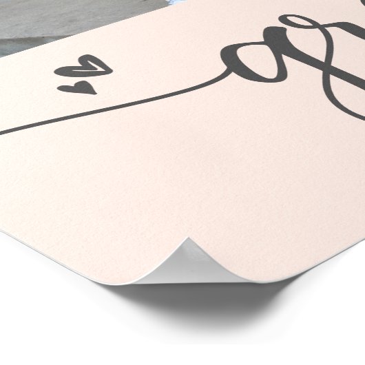 Poster Graduation rose vif 4 Photo Grey Coeurs Script (Coin)