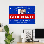 Poster Graduation Rouge et Bleu sur mesure (Bureau à domicile)