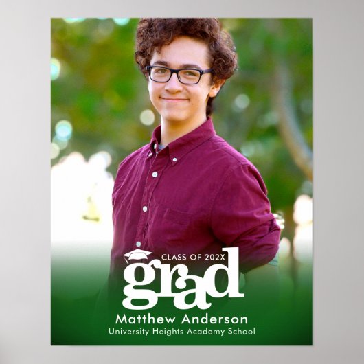 Poster Graduation verte Photo Audacieuse Typographie Mini (Devant)