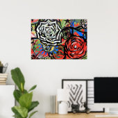 Poster Graffiti à fleurs (Bureau à domicile)