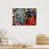 Poster Graffiti à fleurs (Cuisine)