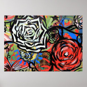 Poster Graffiti à fleurs