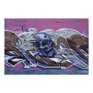 Poster Graffiti à tête bleue