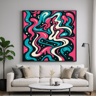 Poster Graffiti Abstrait - Style d'Art en Ligne Gras et V