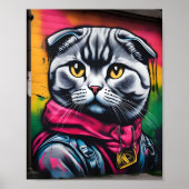 Poster Graffiti Art of a Scottish Fold Cat (Devant)