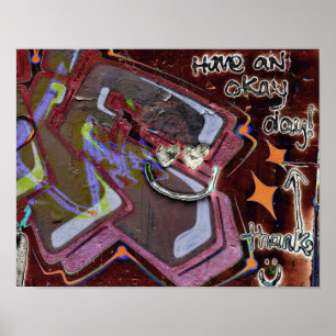Poster Graffiti Brown rose urbain Grunge Street Art