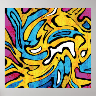 Poster Graffiti coloré Abstrait Arrière - plan noir