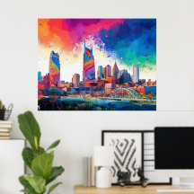 Graffiti coloré de Nashville Skyline Art urbain