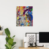 Poster Graffiti d'art psychédélique pour femme créatrice (Bureau à domicile)