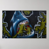 Poster Graffiti d'attaque de requin (Devant)