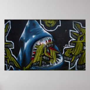 Poster Graffiti d'attaque de requin