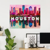 Poster Graffiti de Houston Skyline (Bureau à domicile)